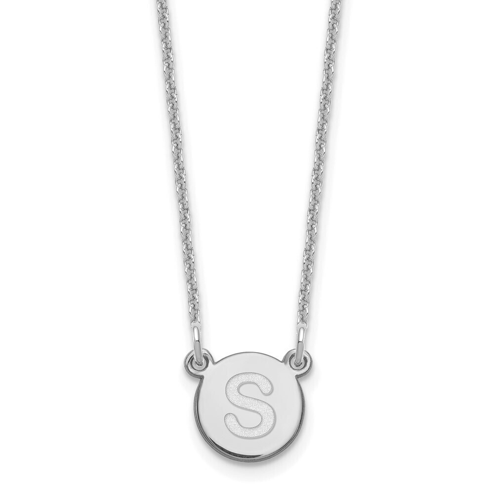 Kazi Luxury 14k White Gold Tiny Circle Block Letter Initial Necklace